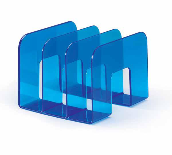 STAND TREND BLEU TRANSLUCIDE PORTE REVUES CATALOGUES DURABLE