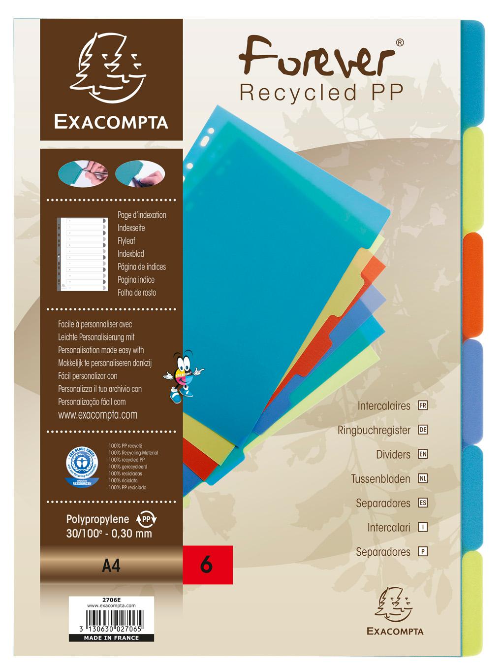 INTERCALAIRE FOREVER 6 POSITIO POLYPRO RECYCLE - EXACOMPTA
