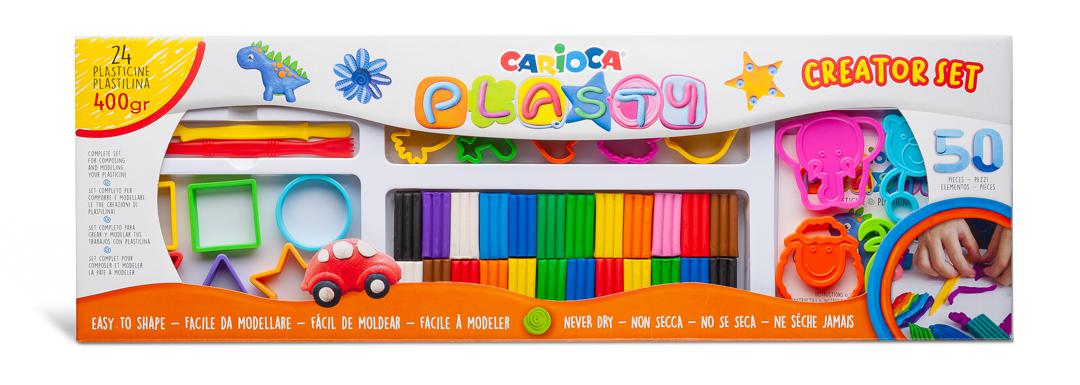 CARIOCA SET PLASTY CREATOR 24 PLASTICINES 400GR + ACCESSOIRES