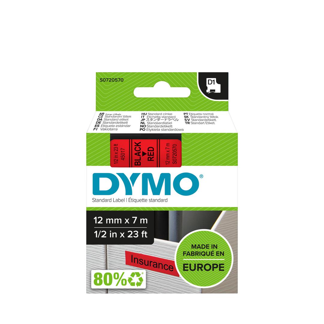 DYMO D1 12MM 7M NOIR/ROUGE - ETIQUETTE DYMO - RECHARGE 45017
