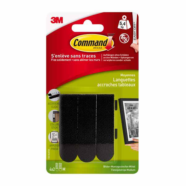 ACCROCHES TABLEAUX 3M 5.4KG - 4X2 LANGUETTE - COMMAND S'ENLEVE SANS TRACES