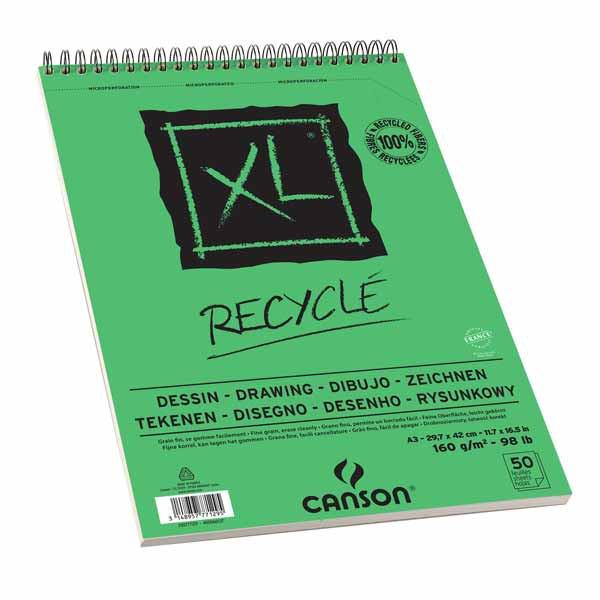 BLOC DESSIN XL RECY 160G A3 RECYCLE SPIRALE HAUTE