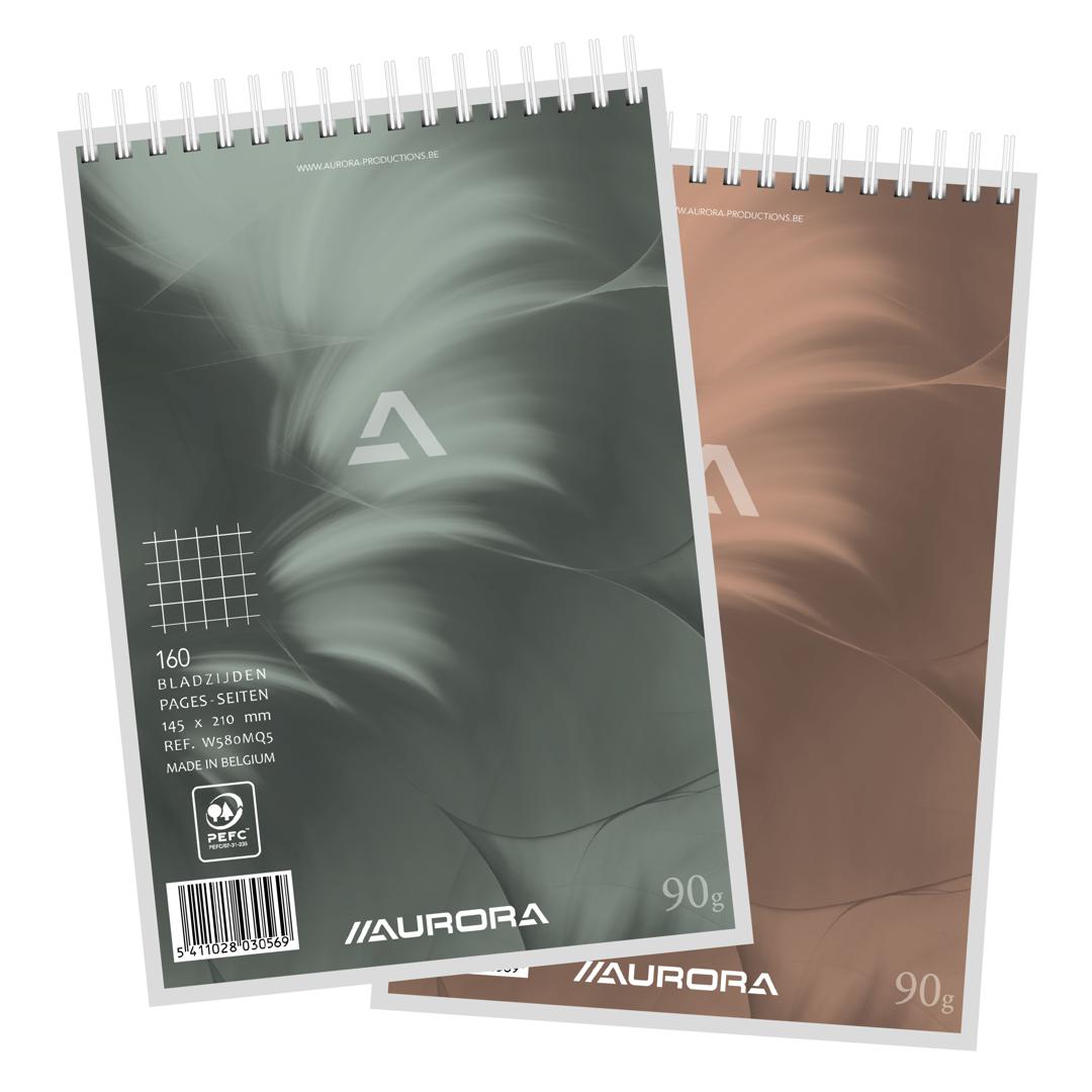 CARNET SPIRALE MANO 14.8X21CM Q5-AURORA-SPIRALE DESSUS HAUTE A5