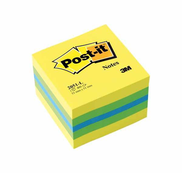 POST-IT CUBE MINI 51X51 JAUNE 400 FEUILLES