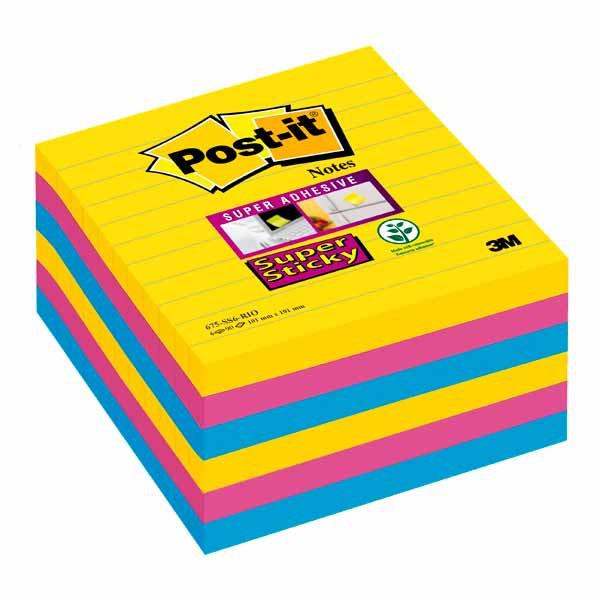 POST-IT 6X 90FLS ASS 101x101MM COULEURS RIO LIGNE 6 BLOCS