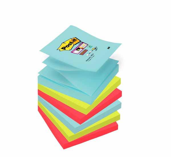 POST-IT Z-NOTES 6 BLOCS 76X76 COULEURS MIAMI 90 FEUILLES / BLOC