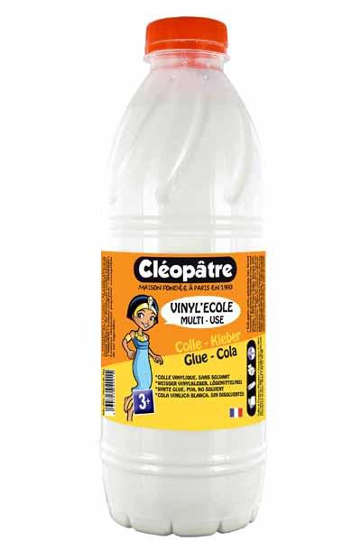 COLLE VINYL CLEOPATRE 1L SLIM BLANCHE APRES SECHAGE TRANSP PAPIER CARTON BOIS GONDOLE PAS