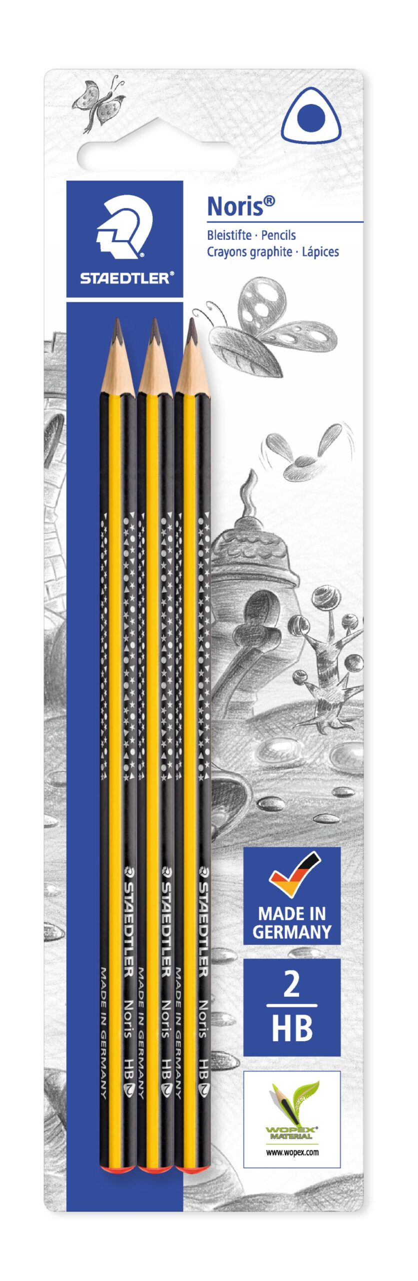 3 CRAYONS HB TRIANG STAEDTLER BLISTER WOOPEX