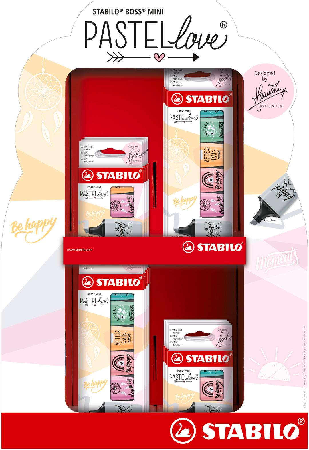 DISPLAY STABILO BOSS MINI PAST PASTEL LOVE 16 ETUIS 8X6 MINI BOSS + 8X 3 MINI BOSS