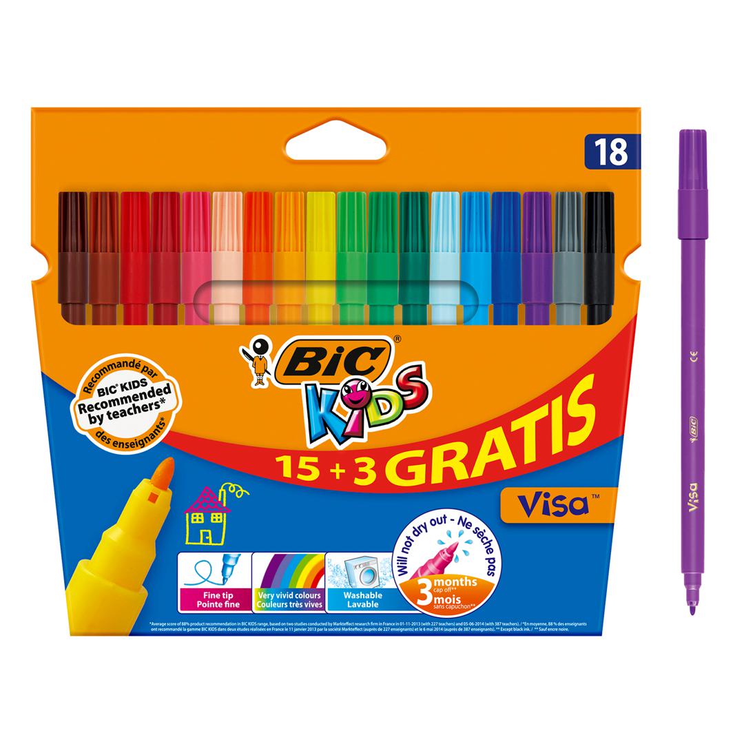 BIC KIDS 15+3 FEUTRES VISA FEUTRES DE COLORIAGE