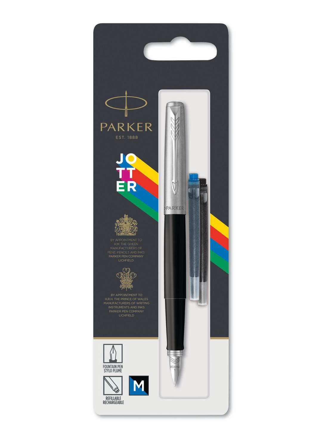 PARKER JOTTER PLUME NOIR BLIST - STYLO PLUME MOYENNE